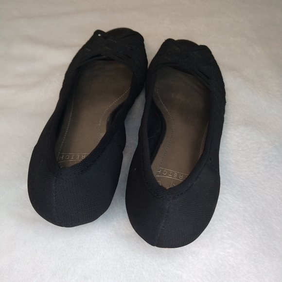 Y2K Impo Stretch Black Slip On Peep Toe Wedge Heeled Shoes - Picture 4 of 6